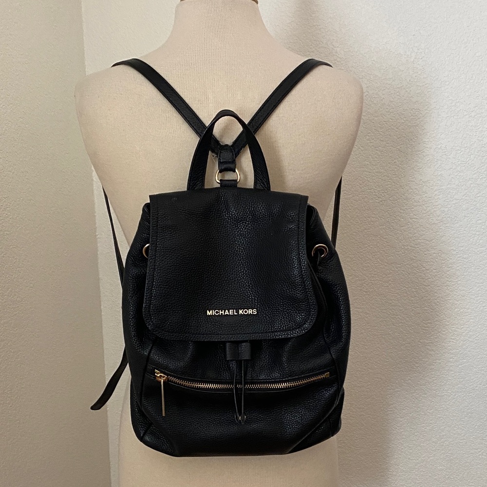 Michael Kors Black Leather Pebble Backpack